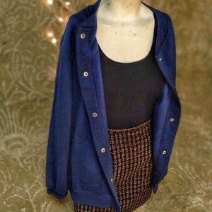soft cozy over sized blue cotton cardigan sweater